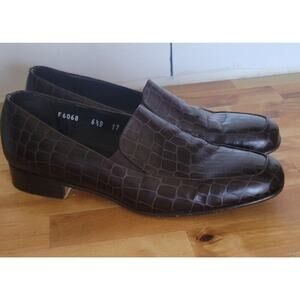 COLE HAAN Brown Women's Crocodile Print Loafers Flats Leather 6.5 Made in Italy